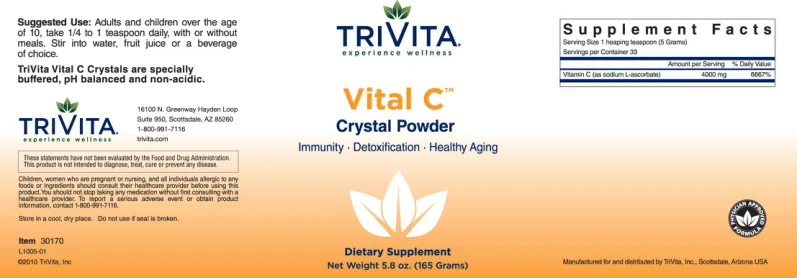 Label for Vital C Crystal Powder