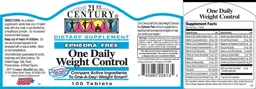 Label for One Daily Weight Control