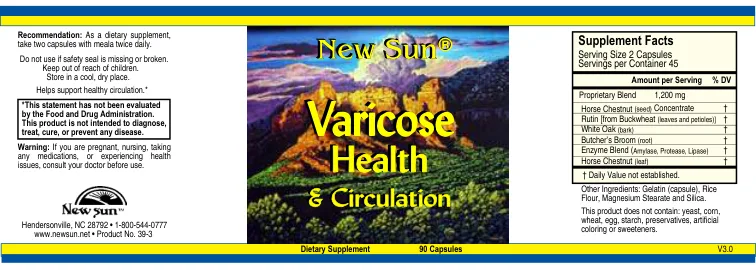 Label for Varicose Health & Circulation