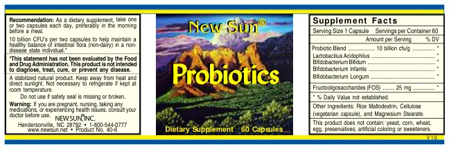 Label for Probiotics