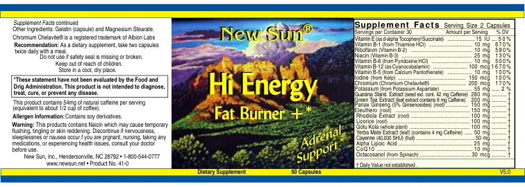 Label for Hi Energy Fat Burner +