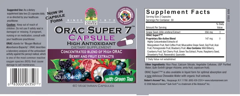Label for Orac Super 7 Capsule