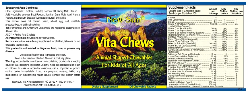 Label for Vita Chews