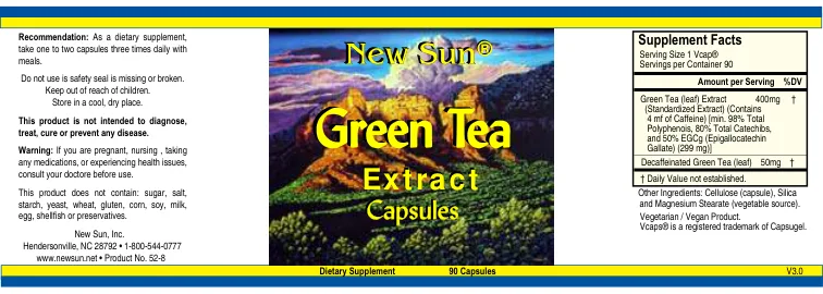 Label for Green Tea Extract Capsules
