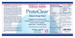 Label for ProtoClear Natural Orange Flavor