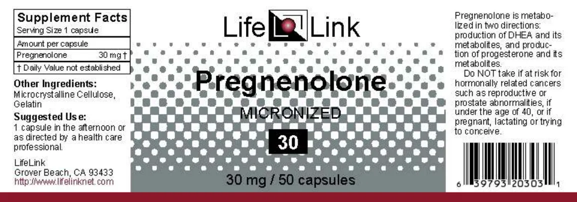 Label for Pregnenolone 30 mg