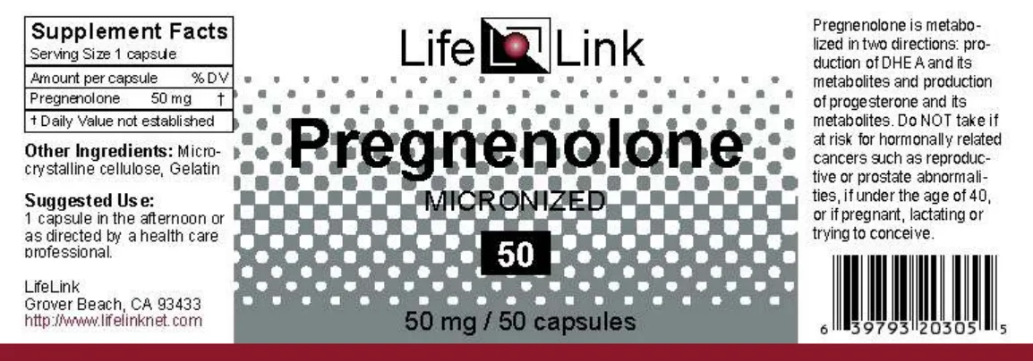 Label for Pregnenolone 50 mg
