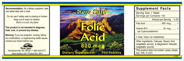 Label for Folic Acid 800 mcg