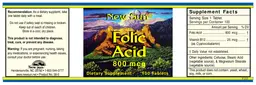 Label for Folic Acid 800 mcg