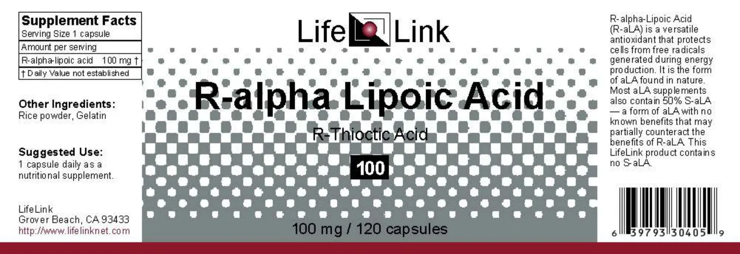 Label for R-Alpha Lipoic Acid R-Thioctic Acid 100