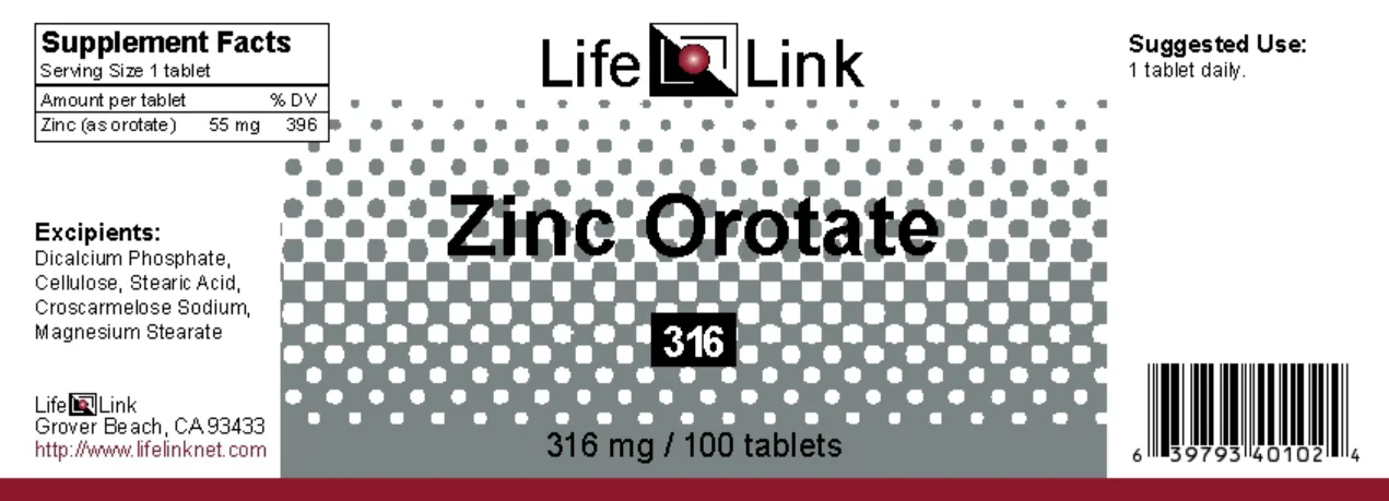 Label for Zinc Orotate 316