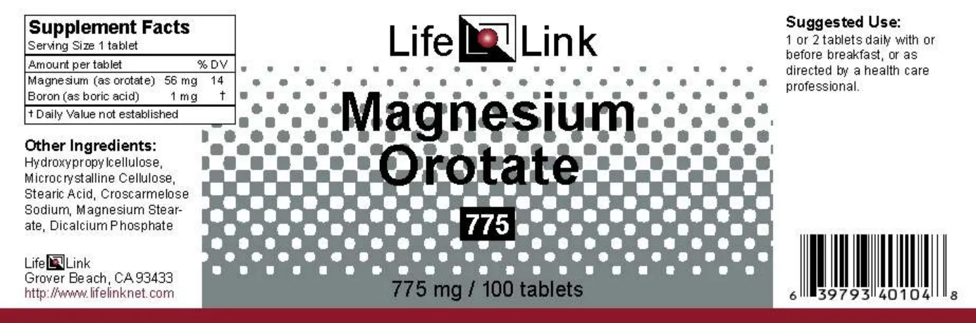 Label for Magnesium Orotate 775