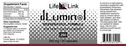 Label for ilLuminol Reservatrol Formula 250