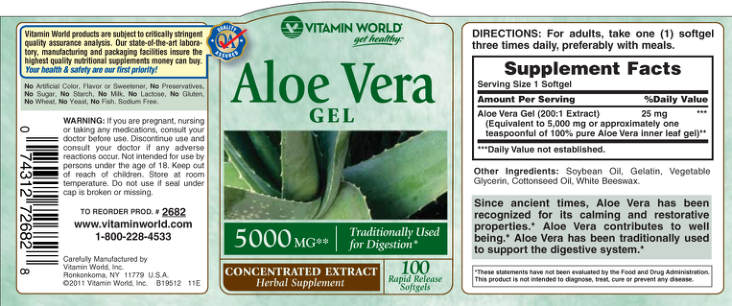Label for Aloe Vera Gel 5000 mg