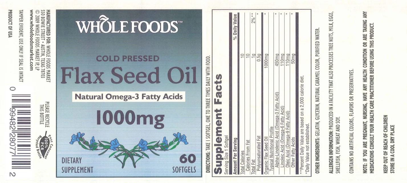 Label for Cold Pressed Flax Seed Oil 1000 mg