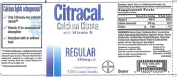 Label for Citracal Regular