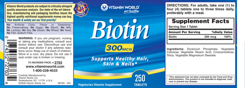 Label for Biotin 300 mcg