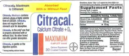Label for Citracal Maximum