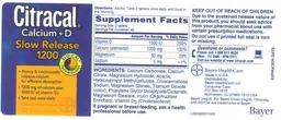 Label for Citracal Calcium + D Slow Release 1200