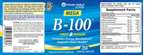 Label for Mega B-100 Timed Release