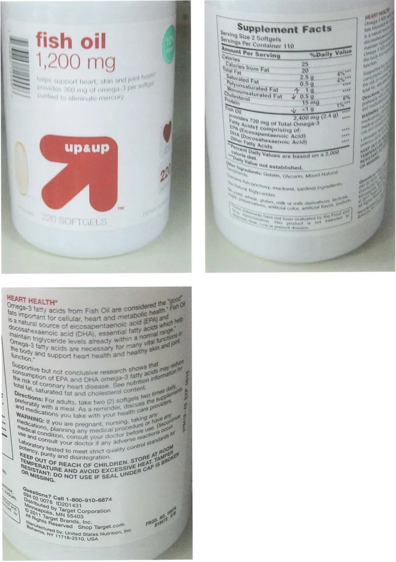 Label for Fish Oil 1,200 mg