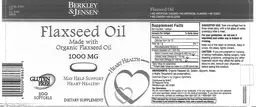 Label for Flaxseed Oil 1000 mg