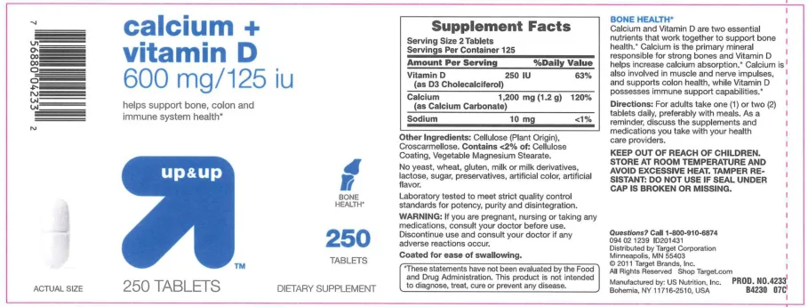 Label for Calcium + Vitamin D 600 mg/125 IU