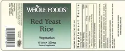 Label for Red Yeast Rice