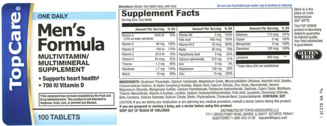 Label for One Daily Men's Formula