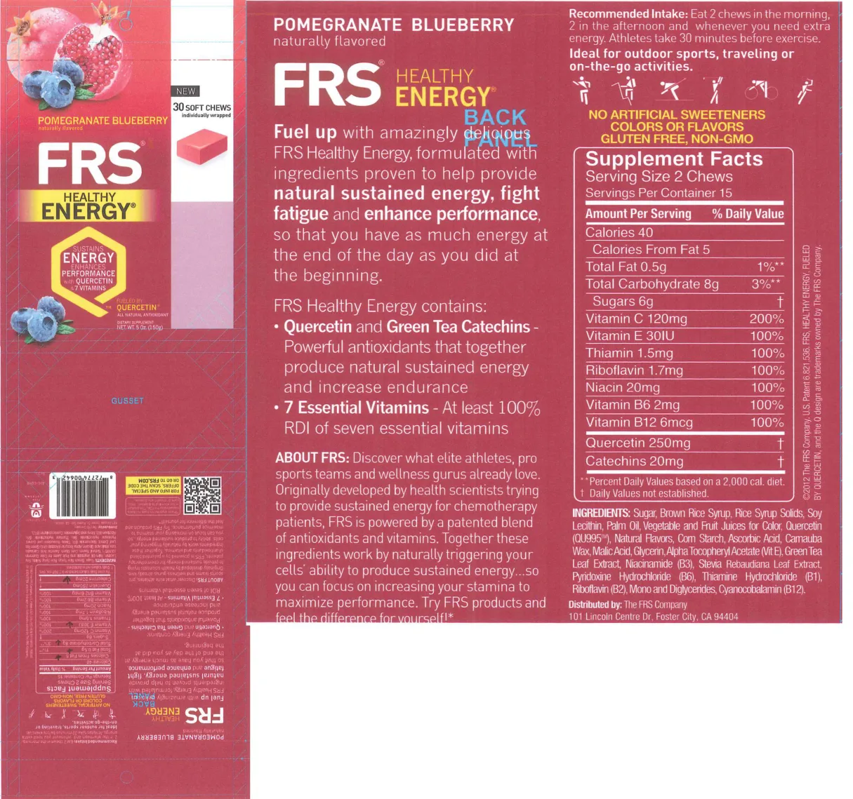 Label for Healthy Energy Pomegranate Blueberry