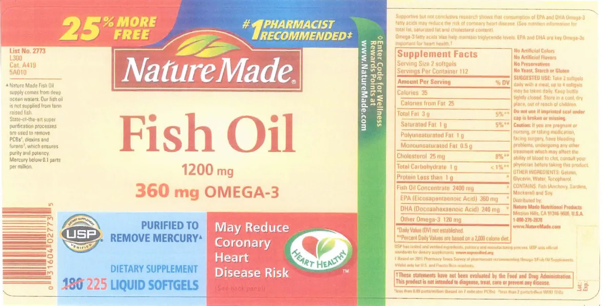 Label for Fish Oil 1200 mg 360 mg Omega-3