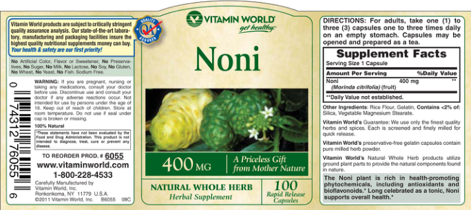 Label for Noni 400 mg