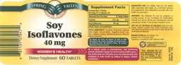 Label for Soy Isoflavones 40 mg