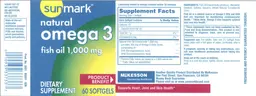 Label for Natural Omega 3 Fish Oil 1,000 mg