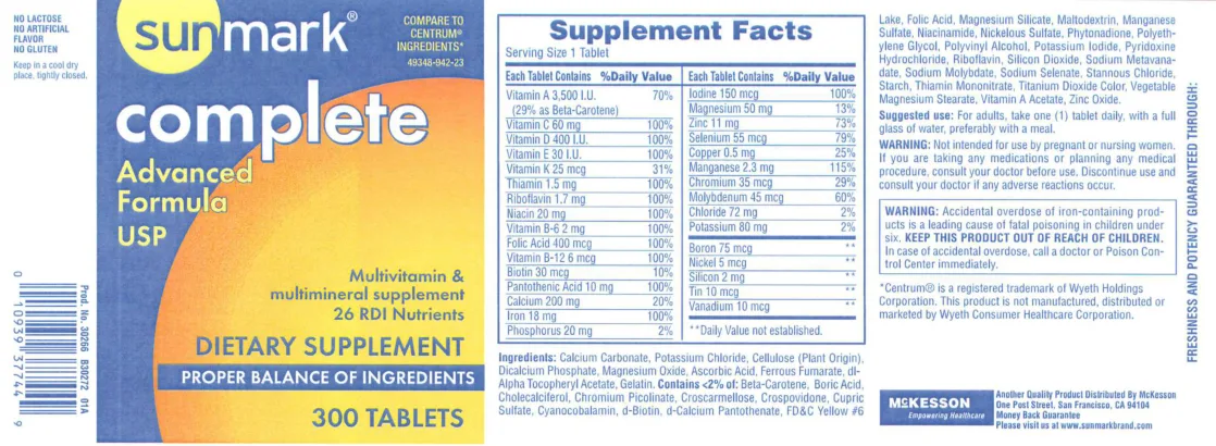 Label for Complete Advanced Formula USP