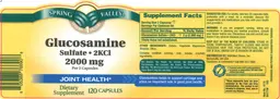 Label for Glucosamine Sulfate 2KCl 2000 mg