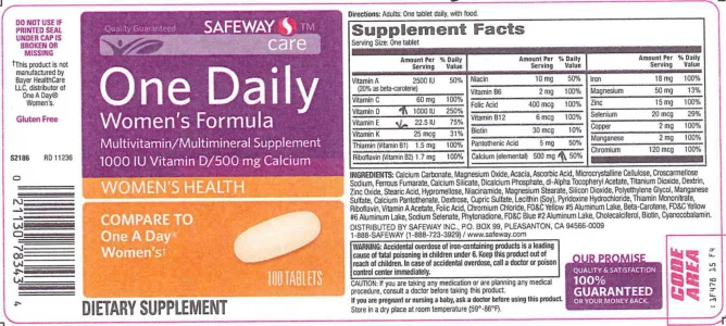 Label for One Daily Women's Formula