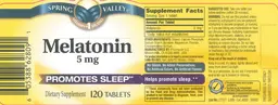 Label for Melatonin 5 mg