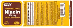 Label for Timed Release Niacin 750 mg