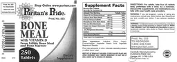 Label for Bone Meal With Vitamin D