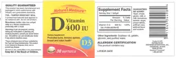 Label for Vitamin D 400 IU