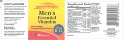 Label for Men's Essential Vitamins