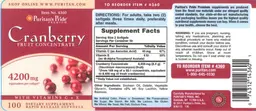 Label for Cranberry Fruit Concentrate