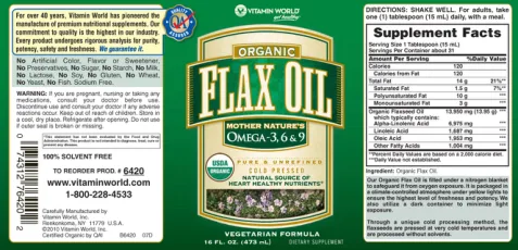 Label for Organic Flax Oil