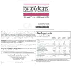 Label for Isotonix Calcium Complete