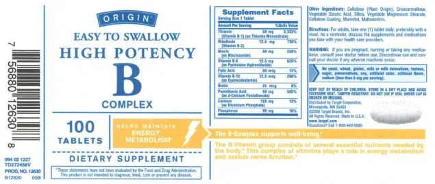 Label for Easy To Swallow High Potency B Complex