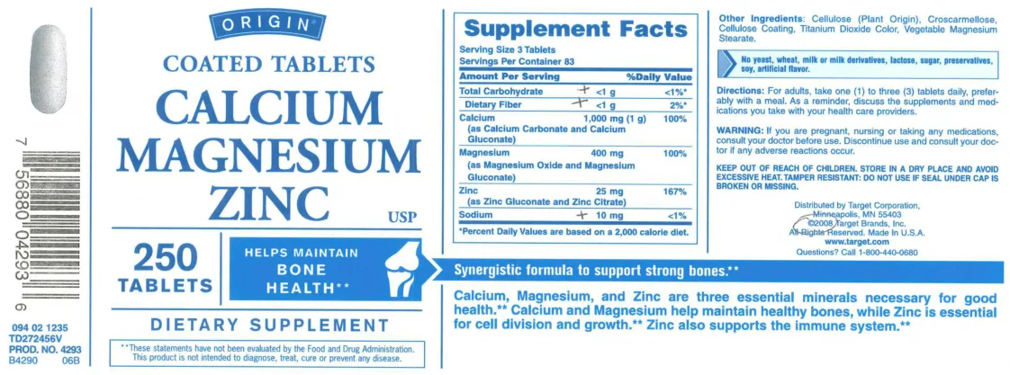 Label for Calcium Magnesium Zinc USP