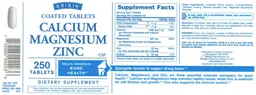 Label for Calcium Magnesium Zinc USP