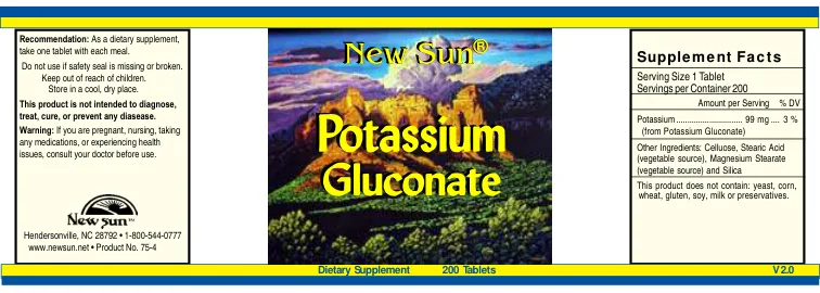 Label for Potassium Gluconate