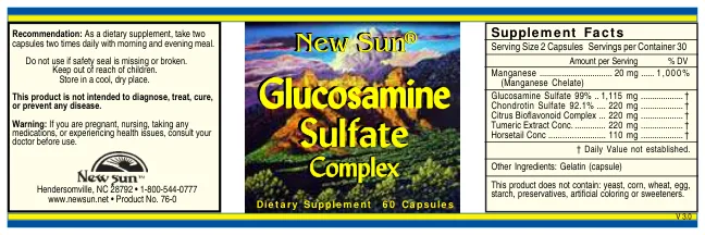 Label for Glucosamine Sulfate Complex
